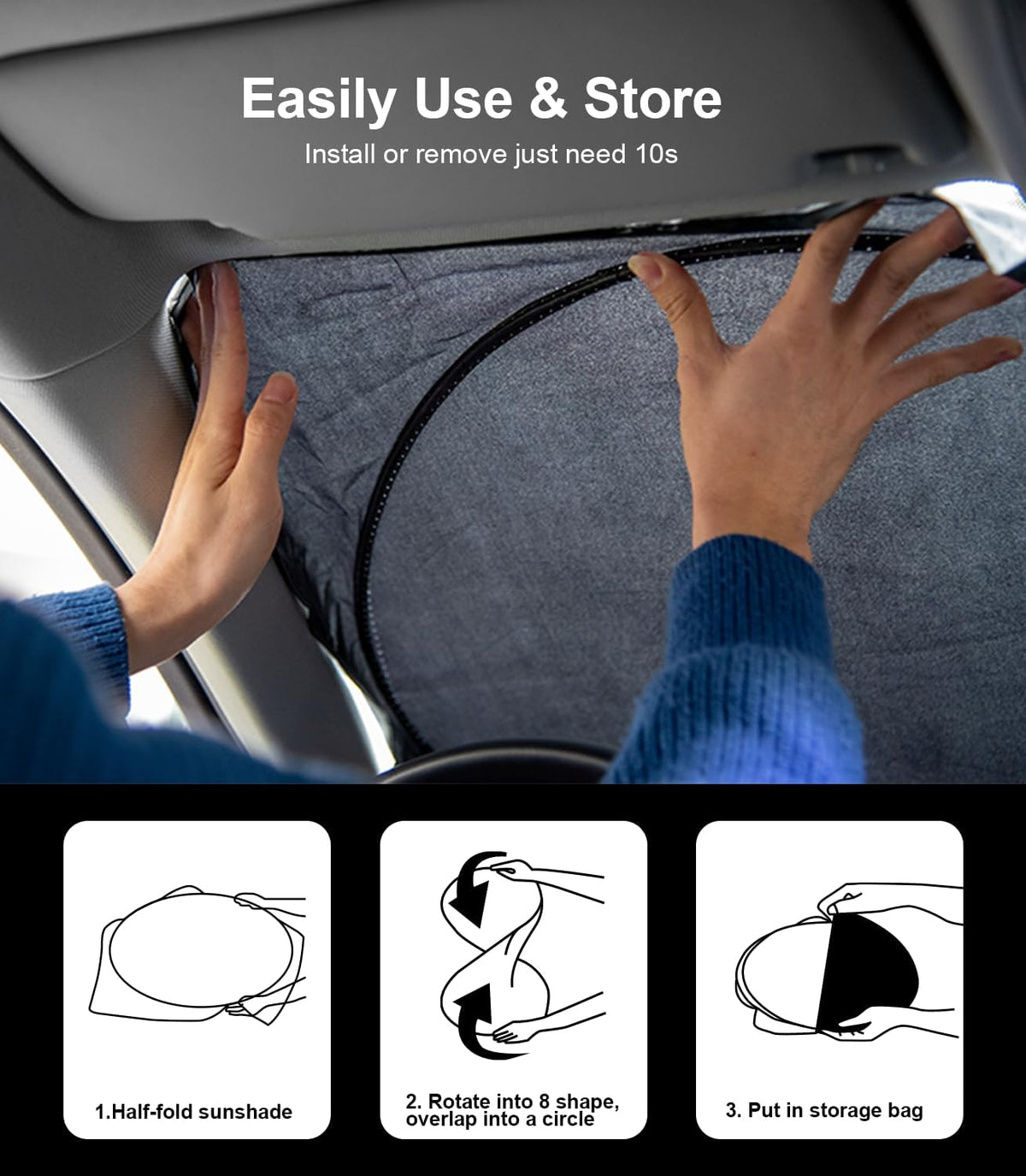 INSAUTO for Rogue Windshield Sun Shade Sunshade Foldable for Nissan Rogue 2014-2020 Windshield Cover Sun Visor Custom Fit for 2021-2023 Nissan Rogue 3rd Gen Accessories Blocks UV Rays Protector