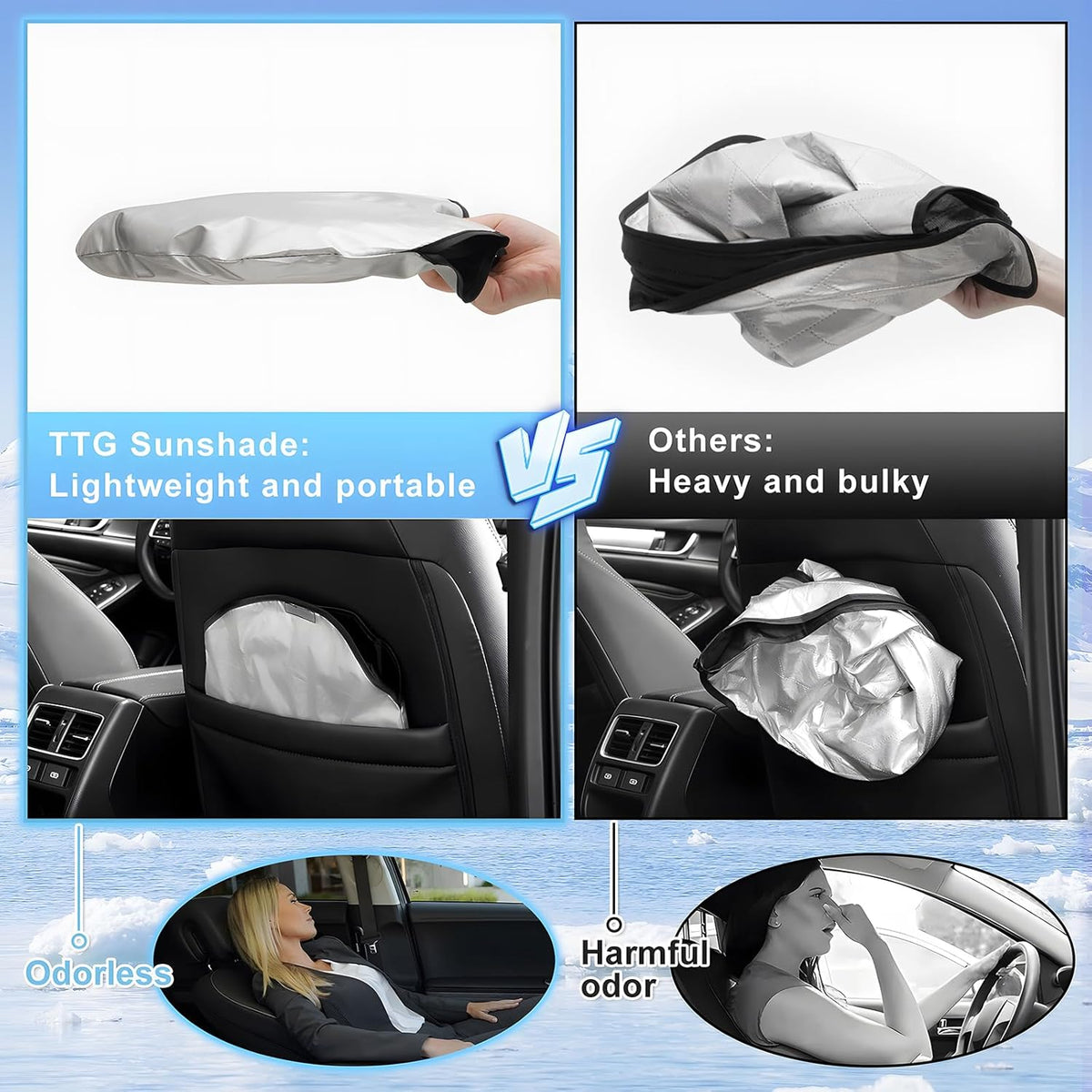 T TGBROS Windshield Sun Shade Custom Fit for 2021-2023 2024 2025 Nissan Rogue Accessories Foldable Sun Shield Reflective Polyester Sun Visor Cover Block Heat and Sun Protection
