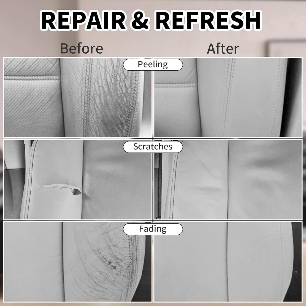 Leather Recoloring Balm,8.5oz Leather Color Restorer,Gray Leather Repair kit for Furniture and Car Interior,Leather Couch Scratch Repair,Leather Dye Paint for Faded,Cracked and Damaged Leather