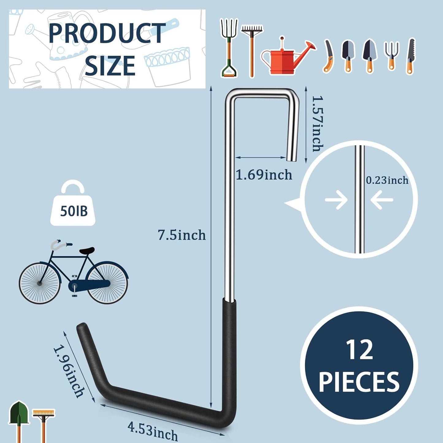 12 Pack Heavy Duty Rafter Hooks for Hanging Vinyl Coated Large S Hooks for Hanging Ladder Bike Hangers Garage Storage Organizer Black