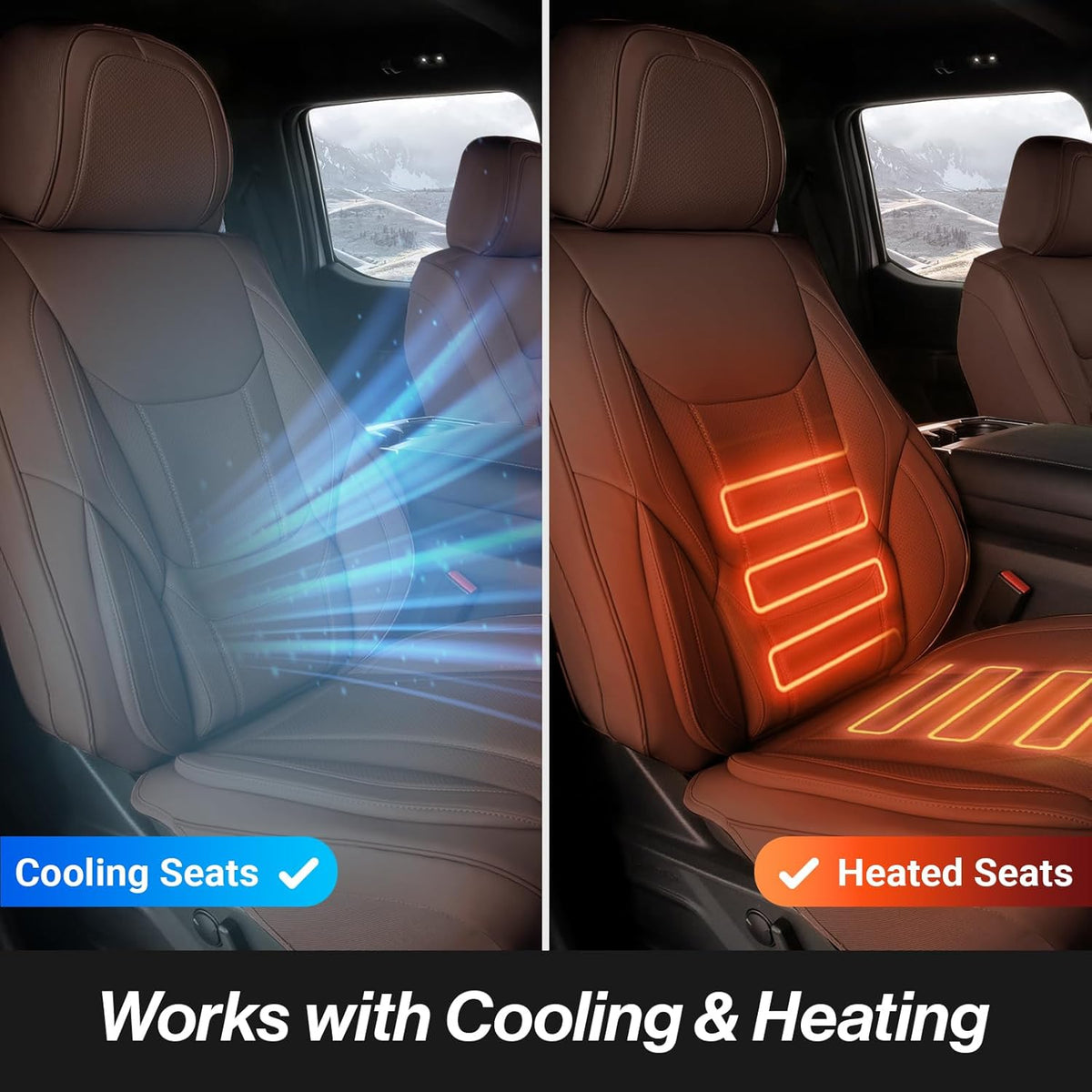 Coverland Custom Car Seat Covers Compatible with 2022-202 Tundra CrewMax, Double Cab - Premium Leather Non-Slip Memory Foam Waterproof Interior Protector Full Set-Dark Brown [See Size Chart-Size X119]