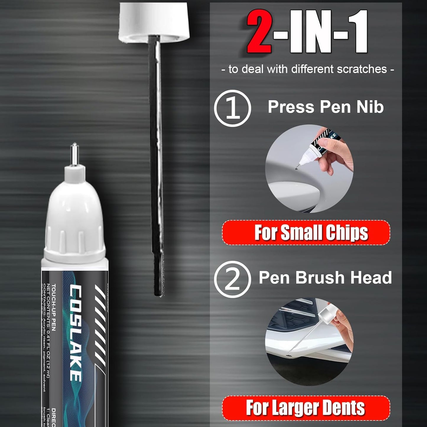 Car Touch Up Paint(Billet Silver Metallic(PSC/JSC)) for Dodge Ram, Car Paint Scratch Repair Kit, Quick & Easy Solution to Repair, Scratch Remover Pen with 2PCS Disposable Micro Applicators