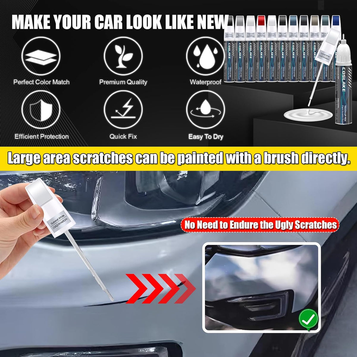 Car Touch Up Paint(Radiant Red Tintcoat(GNT/WA170H)) for Cadillac, Car Paint Scratch Repair Kit, Quick & Easy Solution to Repair, 2 in 1 Scratch Remover Pen with 2PCS Disposable Micro Applicators