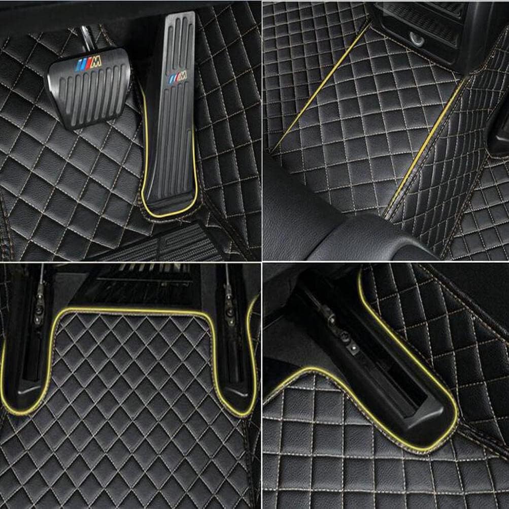 TAHALICustom Colors Car Floor Mats Black Pink for 99.9% Sedan SUV Sports， All-Weather Liners Car Floor mat，Luxury Leather Automotive Floor Mats (Black Orange Mats,3D Floor Mats)