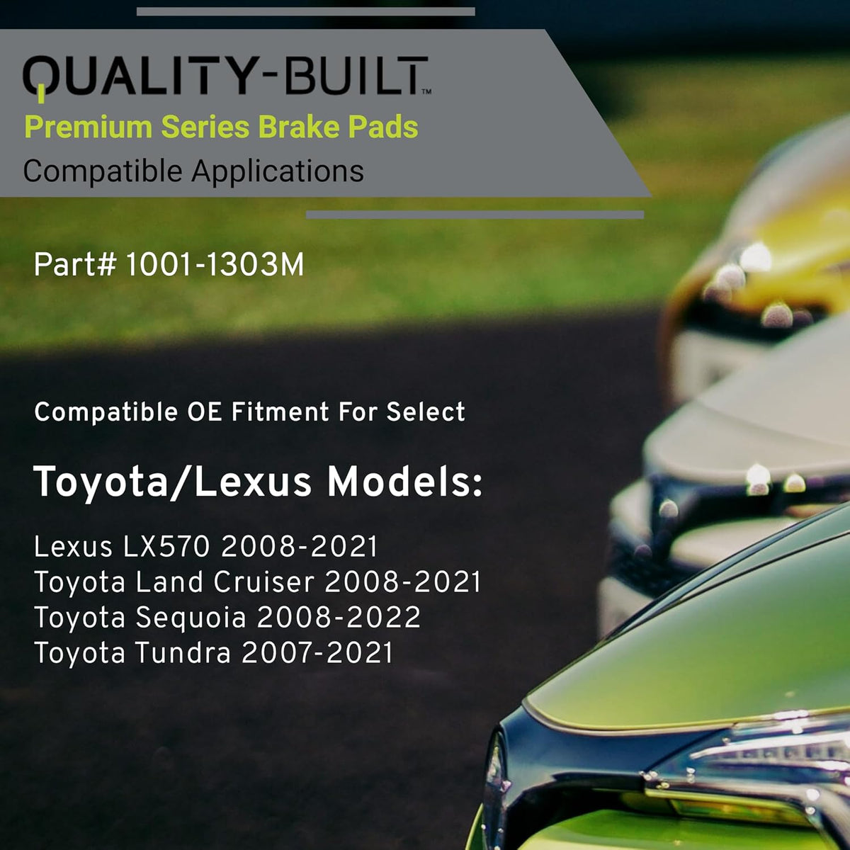 Premium Semi-Metallic Front Brake Pads (1001-1303M) Compatible with Lexus LX570 2008-2021, Toyota Land Cruiser 2008-2021, Toyota Sequoia 2008-2022, Toyota Tundra 2007-2021