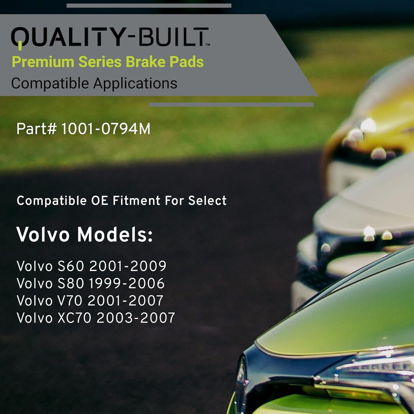 Premium Semi-Metallic Front Brake Pads (1001-0794M) Replacement for Volvo S60 2009-2001, S80 2006-1999, V70 2007-2001, XC70 2007-2003