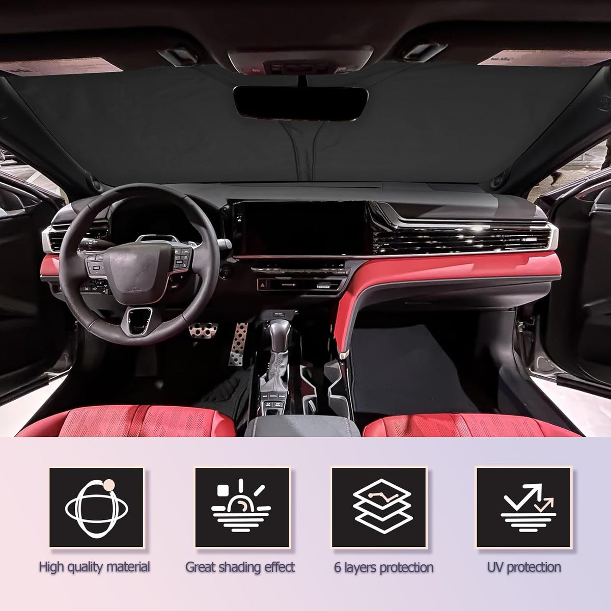 LUWU for 2025 2026 Toyota Camry Windshield Sun Shade Windshield Sunshades 2025 2026 Toyota Camry Accessories Sunshade Cover Block UV Ray Front Window Sunshade