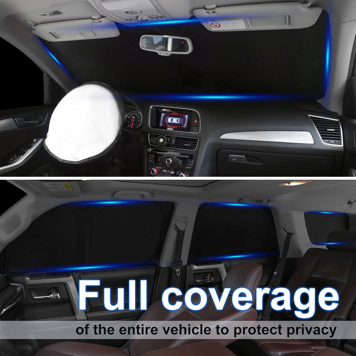 TINGLU Window Shades for Volkswagen VW Jetta 2019-2024 2025 Accessories Car Side Full Windows Triangular Windshield Sun Shade Sun UV Rays Privacy Protection 7PCS