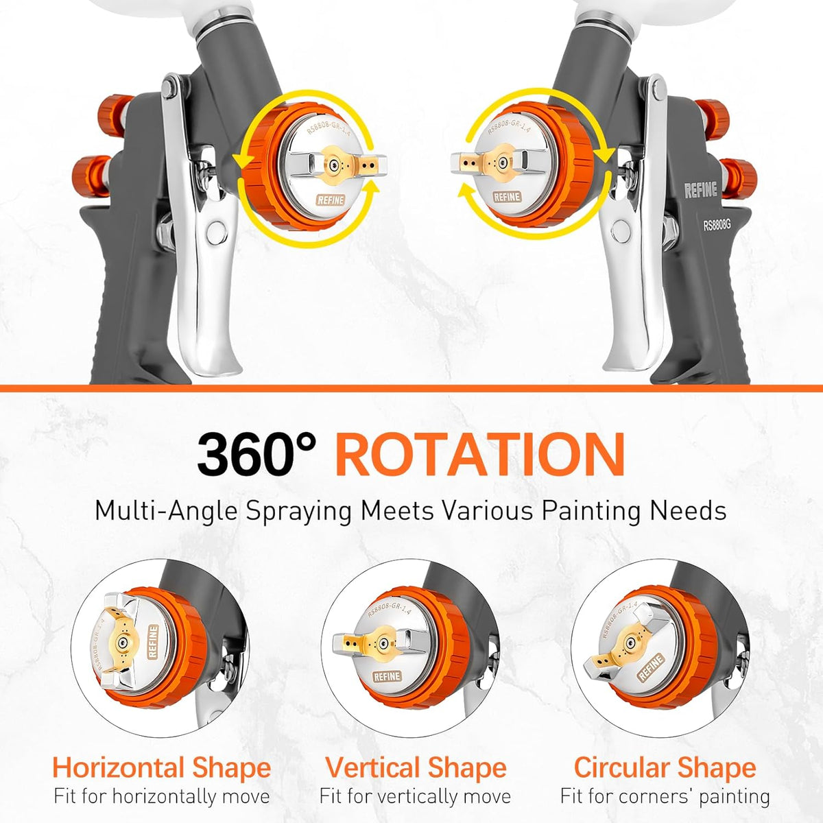 REFINE Air Spray Gun, Auto Paint Gun with 1.4mm Nozzle, Easy to Use Gravity Feed Paint Spray Gun, Professional Auto Body Paint Sprayer for Cars, House, Furniture Painting with Air Pressure Gauge