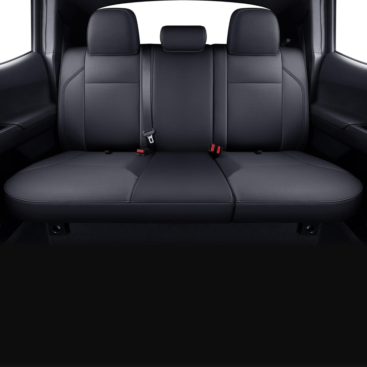 LUCKYMAN CLUB Rear Seat Covers Custom Fit for 2016-2023 Tacoma Crew Cab with Faux Leather (Black Rear)