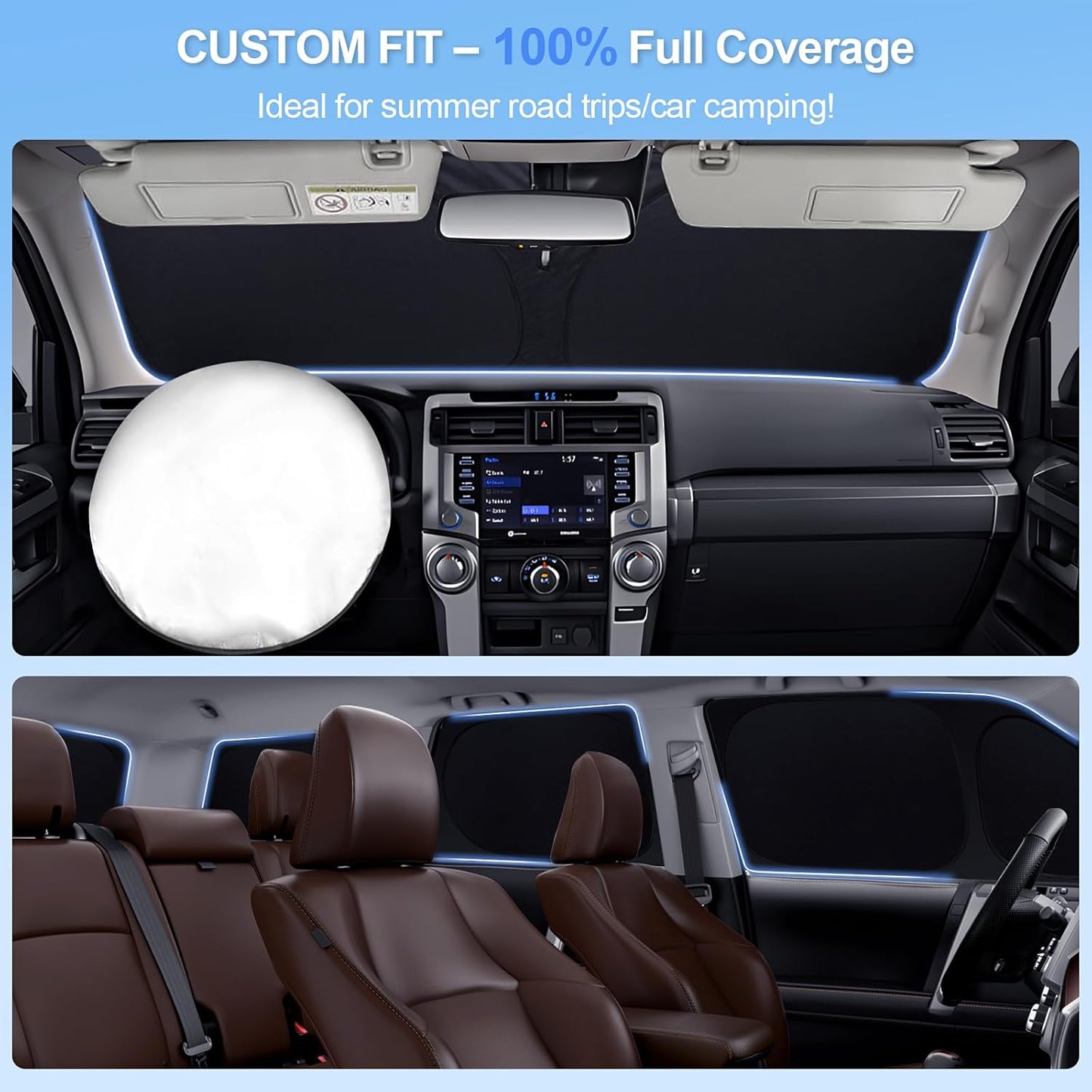 8pcs Car Window Shades for Ford Explorer SUV 2011-2019 Accessories,Windshield Side Rear Full Sunshade,Sun Visor UV Blocking, Privacy Protection and Blackout for Camping Outdoor