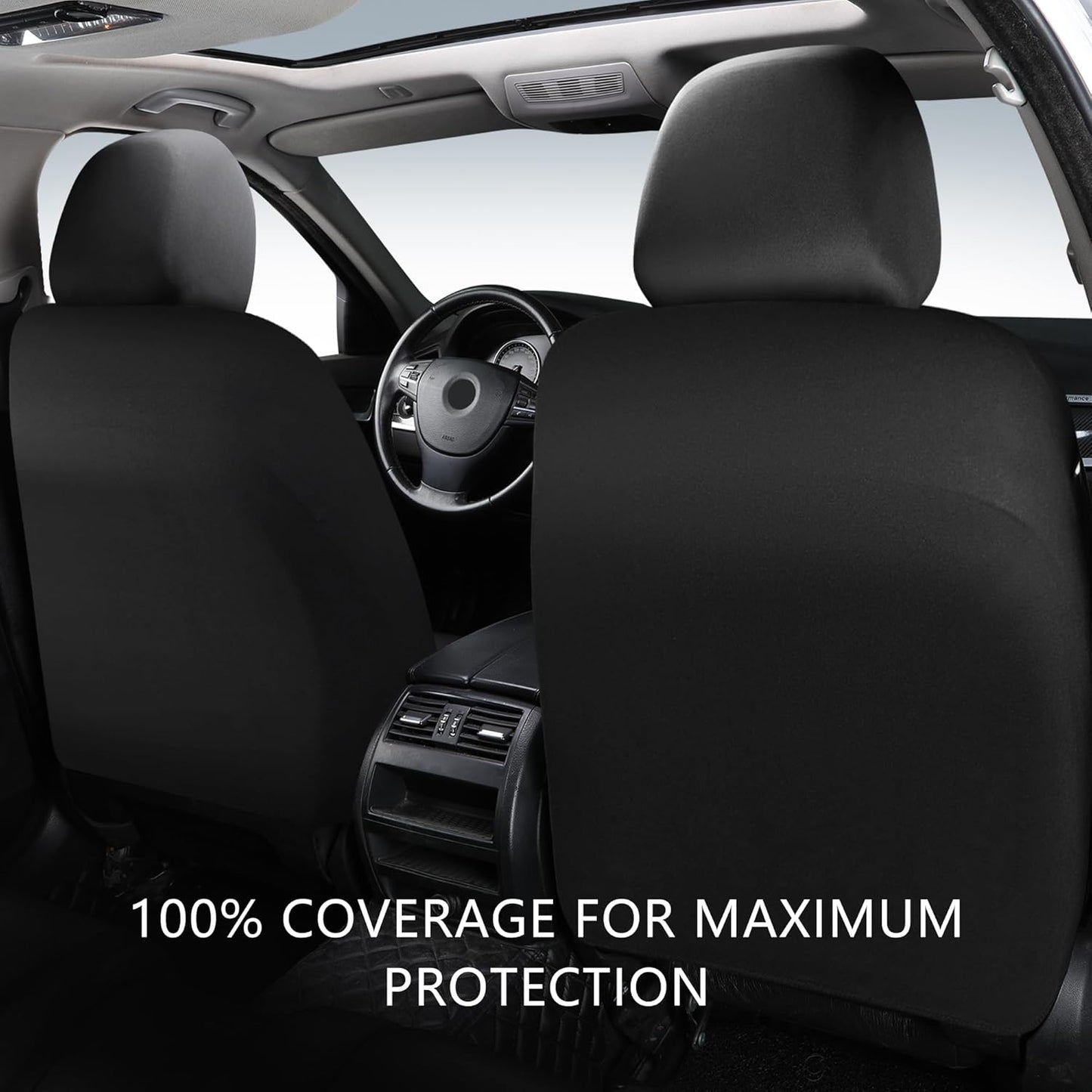 Car Seat Cover,Breathable and Waterproof Leather Seat Covers,Luxury PU Universal Fit Automotive Airbag Compatible for Cars Sedans SUV and Trucks(2 Pieces,Front Seat,Black,N1)