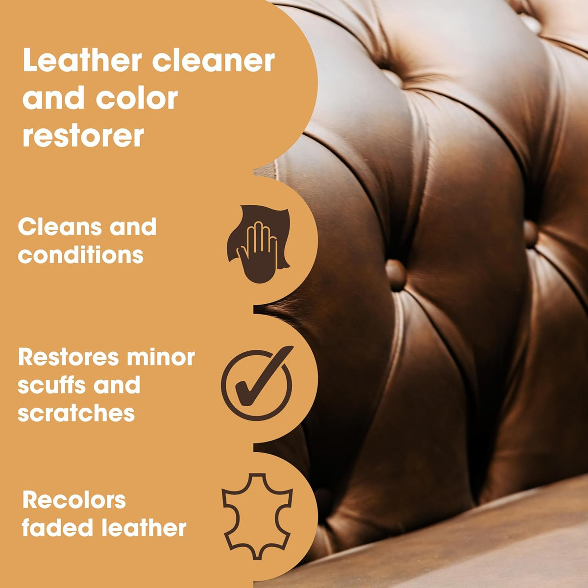 Furniture Clinic Leather Easy Restoration Kit | with Leather Recoloring Balm, Cleaner, Sponge, and Cloth | Leather Repair Kit for Scratched and Faded Furniture (Cream)