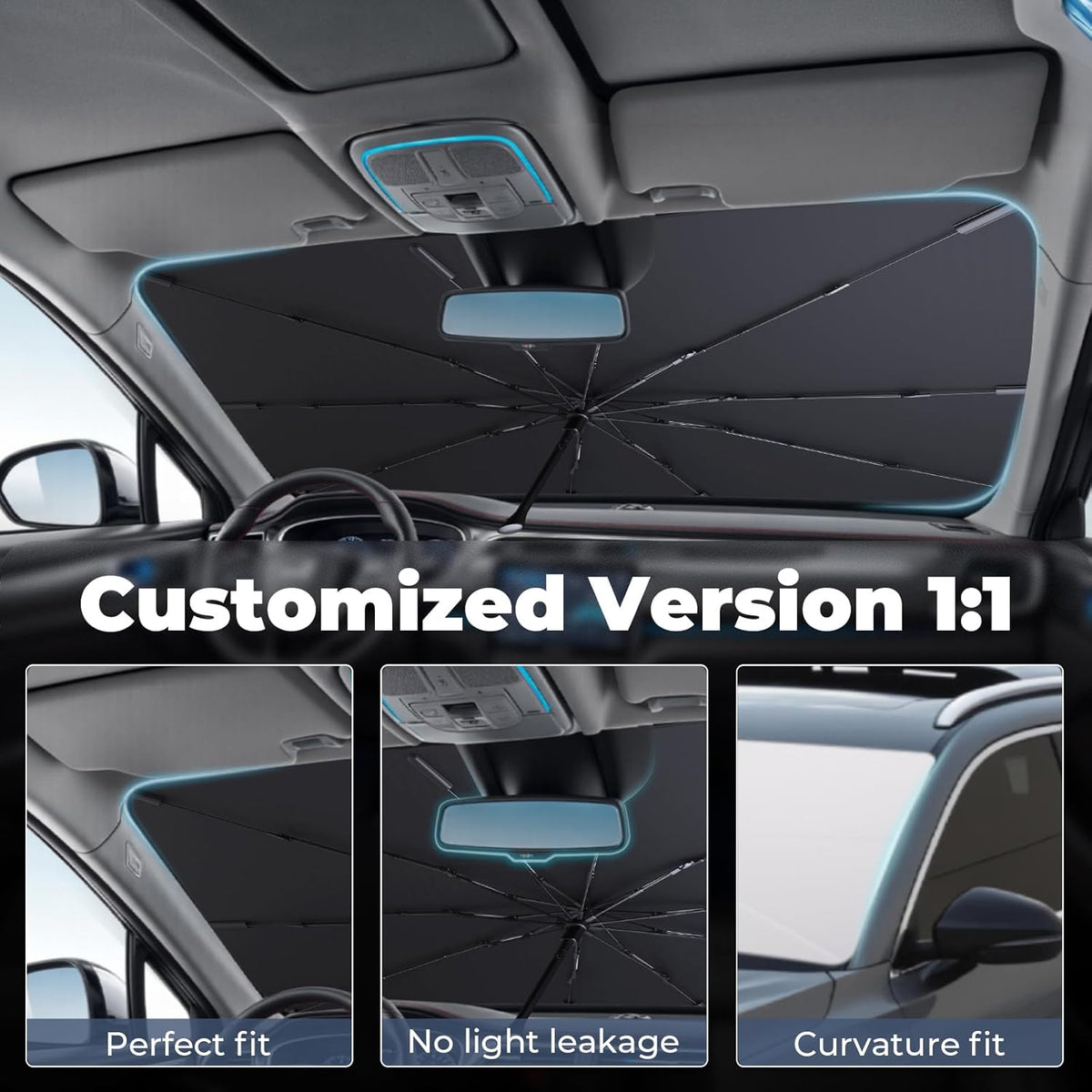 Windshield Sun Shade Umbrella for 2021-2025 Volkswagen VW ID.4 Accessories: Custom Fit 210T Silver, Foldable Sunshade Front Window Sun Visor, Blocks UV Rays, Keeps Car Cool for Pro/Pro S/Pro S Plus