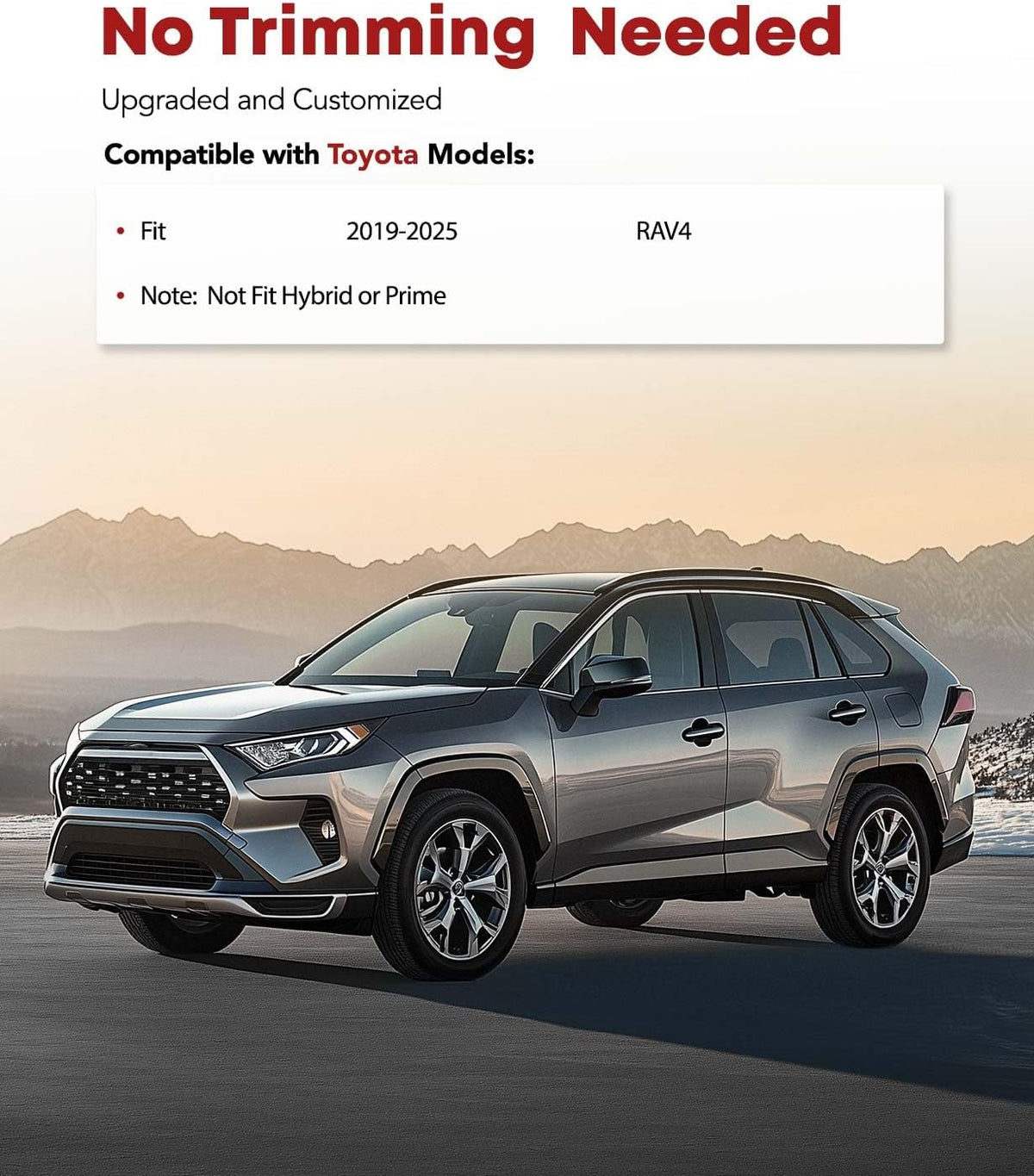 YHTAUTO Floor Mats Fit 2019-2025 Toyota RAV4(Not Fit Hybrid or Prime), TPE All Weather Car Mats Waterproof Anti-Slip Odorless Floor Liner, Interior Car Accessories Front & 2nd Row Liner