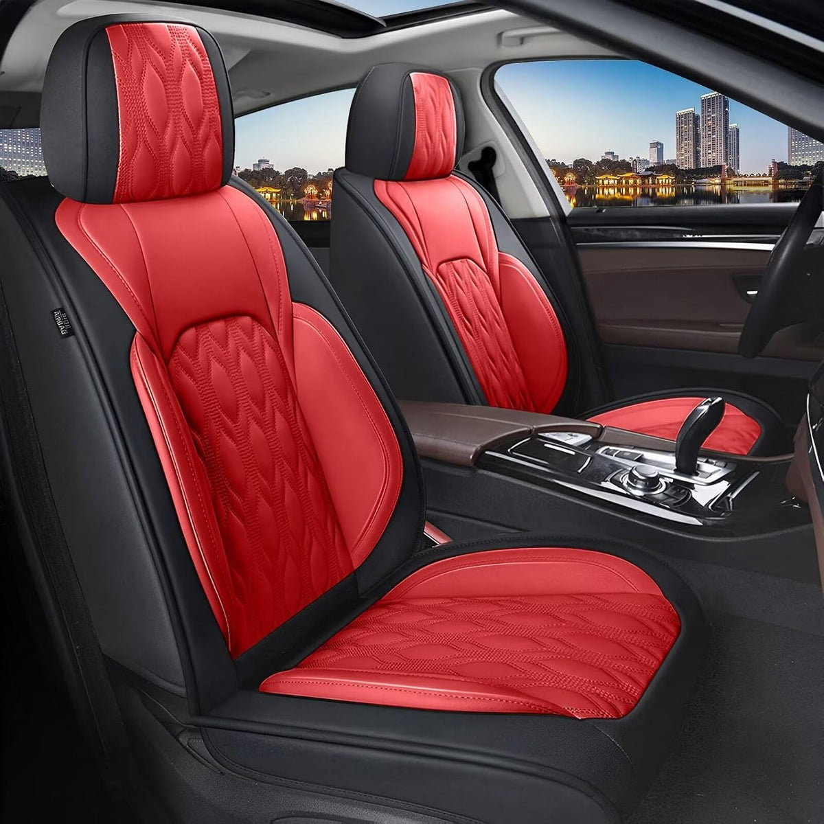 Car Covers Fit for Toyota Camry 2012-2025: Full Set 5 Seats Faux Leather Automotive Waterproof Vehicle Cushion Protector (Black&Red)