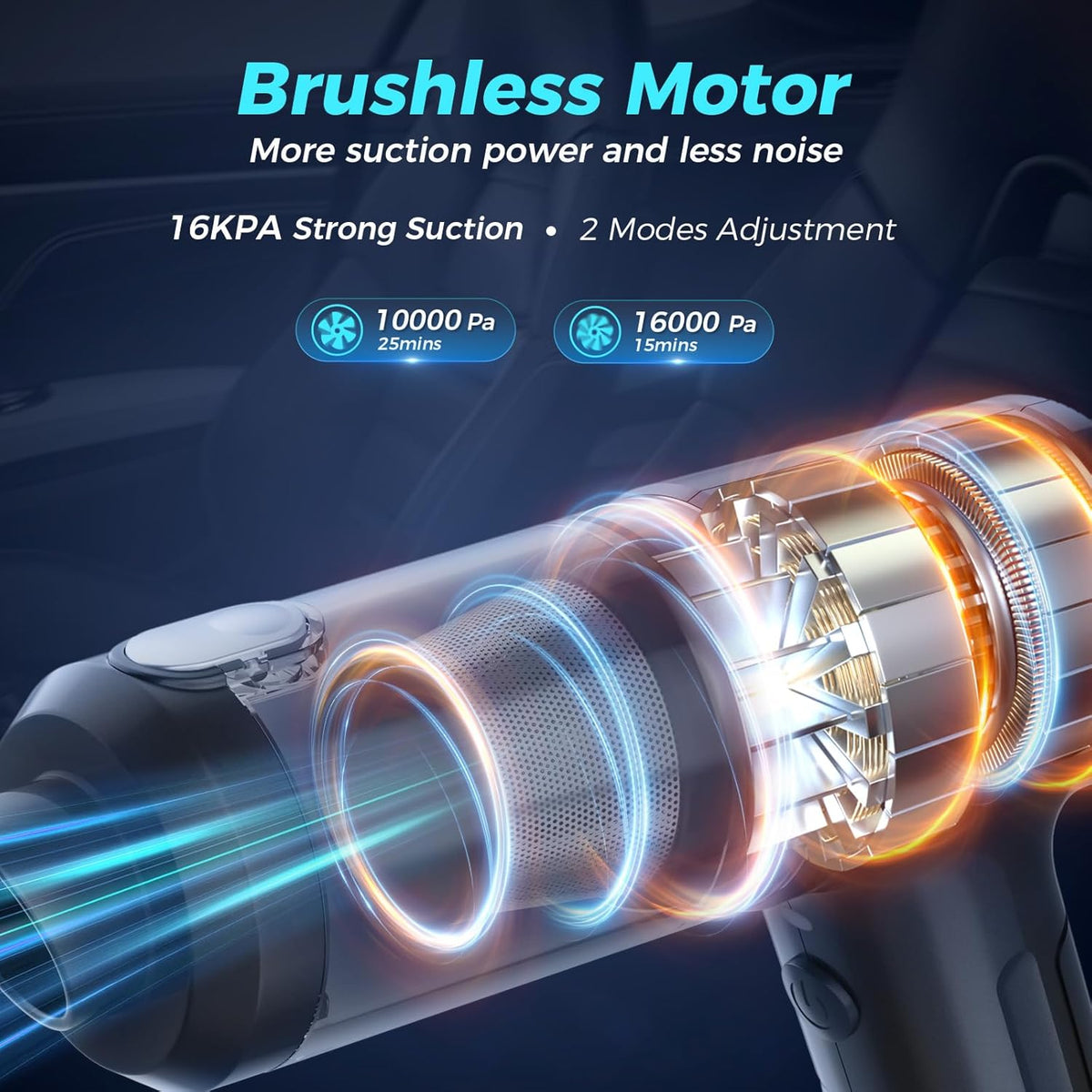 2-in-1 Car Vacuum&Air Duster,65w/16kpa/30 Mins,High Powerful Dust Cleaner Portable Cordless Vacuum,Compressed Air Blower,Lightweight Rechargeable Handheld Mini Vacuum for Car/Home/Office