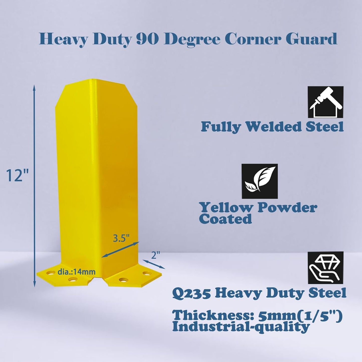 Pallet Rack Post Protectors 12" Height Steel Pallet Rack Guard, Safety Yellow Pallet Edge Protectors (2 Packs)