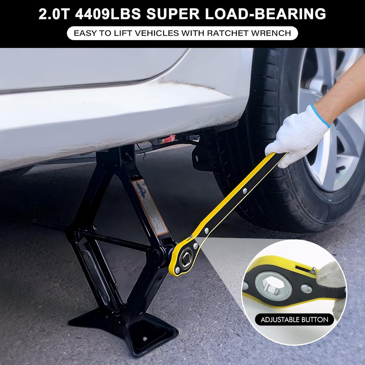 IMAYCC Car Jack Kit, Scissor Jack for Car 2 Ton (4409 lbs) Tire Jack Repair Kit,Spare Tire Changing Kit with Lug Wrench,Emergency Kit for Vehicle/Auto/SUV/MPV