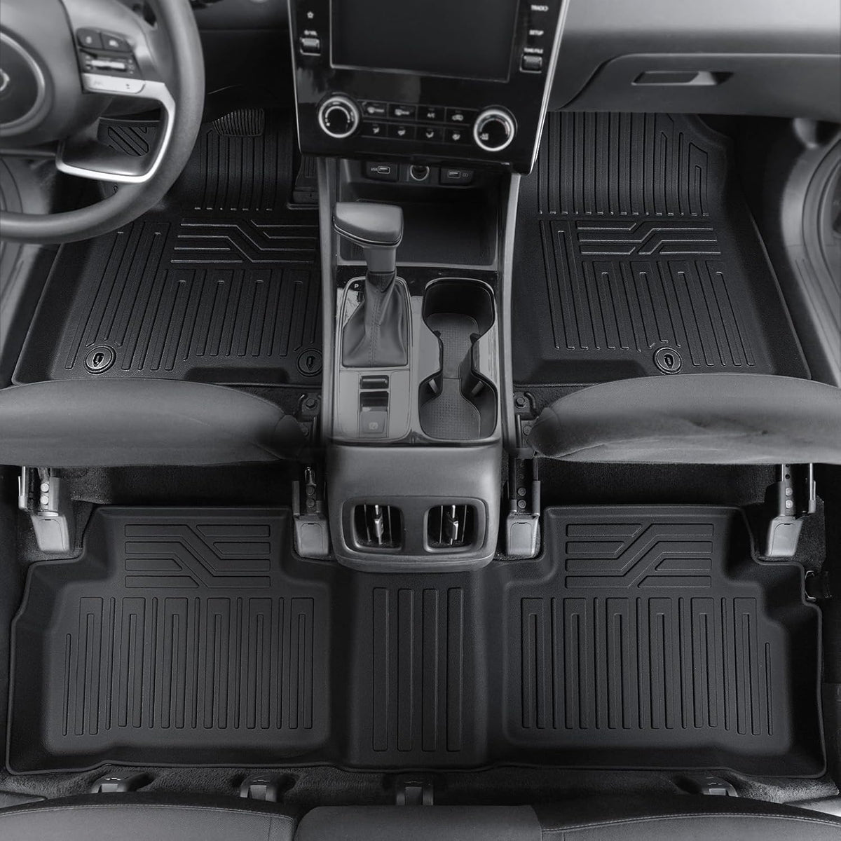 Floor Mats Set for 2022-2025 Hyundai Tucson Gas, Full Coverage All Weather Floor Mats Cargo Mat with Backrest Protectors & Door Sill Guards for Tucson Accessories(Not fit Hybrid)