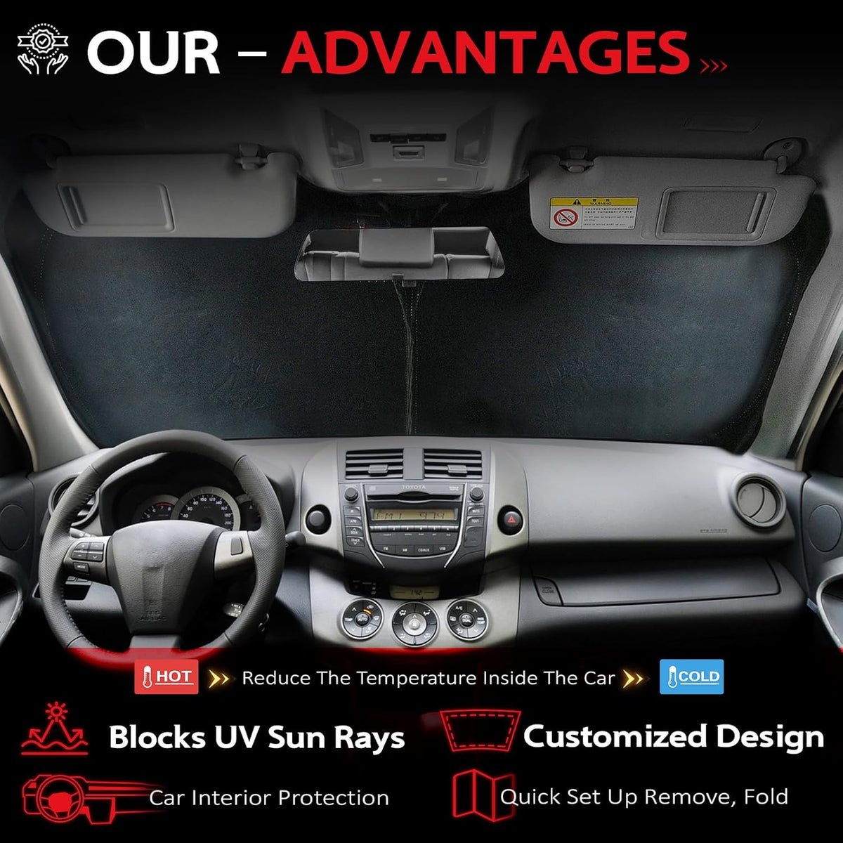 KAYZT Windshield Sun Shade for 2025 2026 Toyota Camry LE XLE Hybrid SE XSE Foldable Sunshade Front Window Custom Fit Car Accessories
