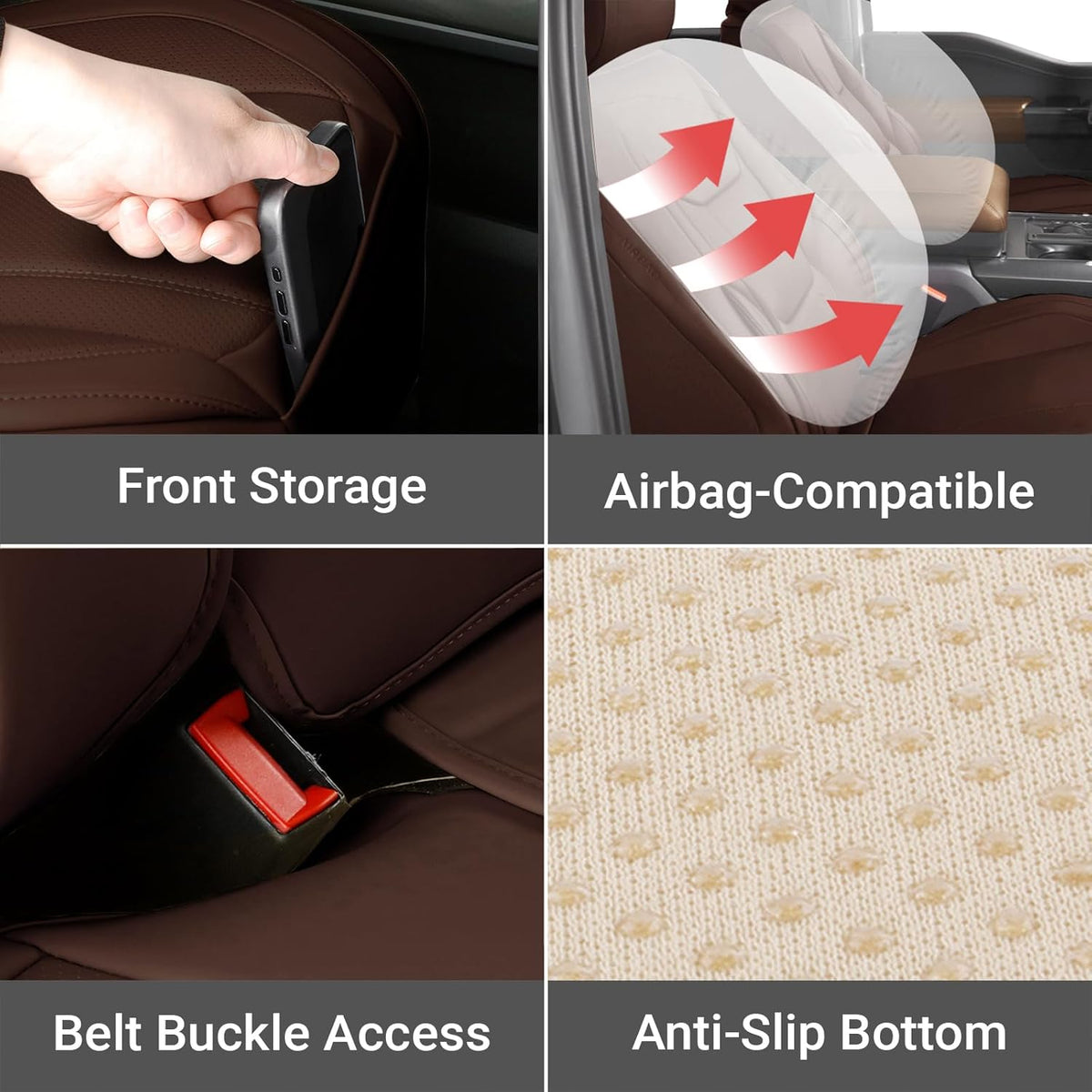 Coverland Custom Car Seat Covers Compatible with Frontier Crew Cab, King Cab - Premium Leather Non-Slip Memory Foam Waterproof Custom Interior Protector Full Set-Dark Brown [See Size Chart-Size X137]