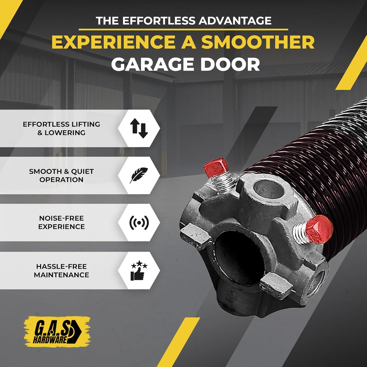 Garage Door Torsion Spring 234x2x27 Torsion Springs for Left Side of Garage Door with 1" Steel Bearing, Gloves, and Winding Bars Precision E-Coating 5-Year Warranty Minimum 30,000 Cycles (Red Cone)