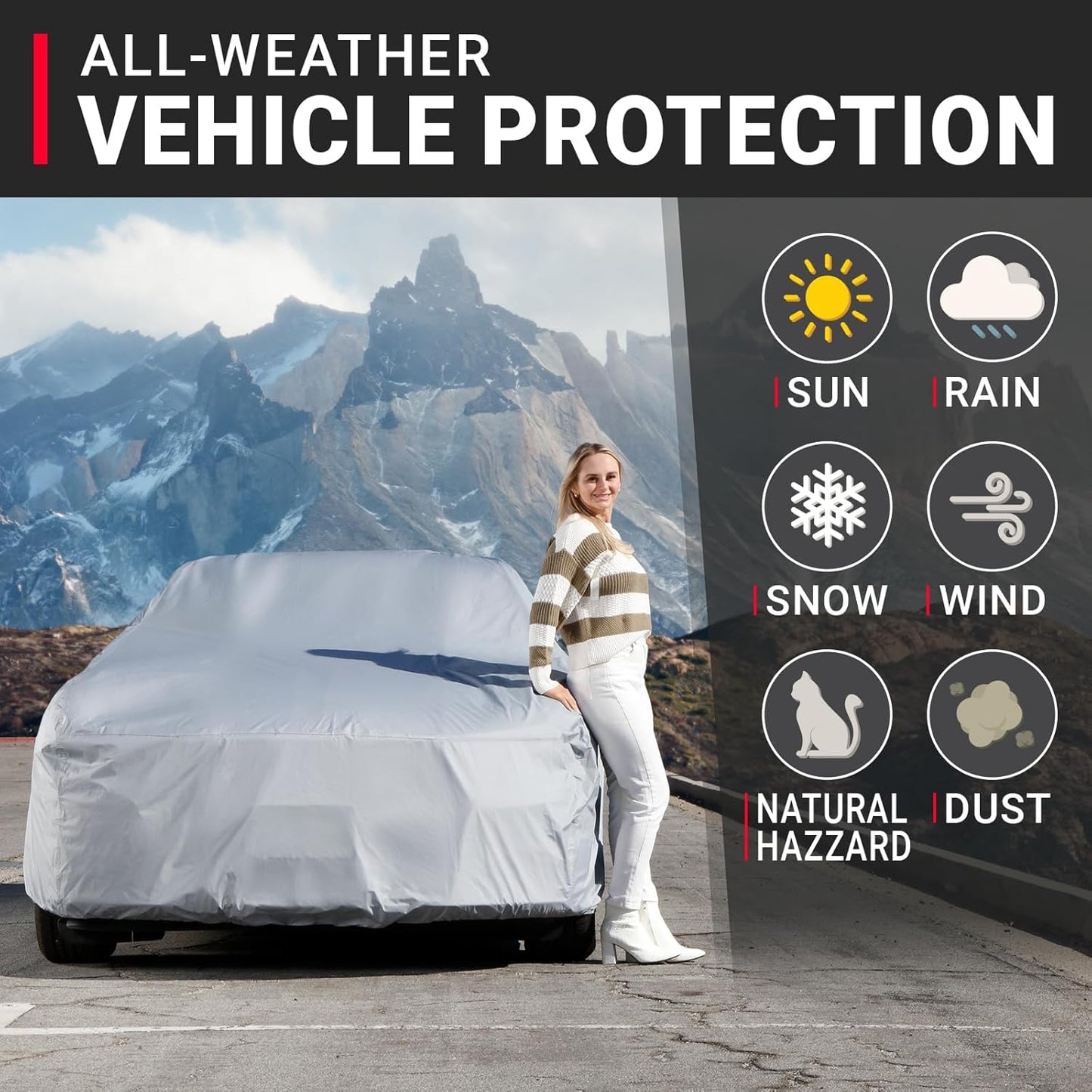 iCarCover Custom Car Cover for 1964-1968 Ford Mustang Waterproof All-Weather Rain Snow UV Sun Protector Full Exterior Weatherproof Indoor Outdoor Car Cover