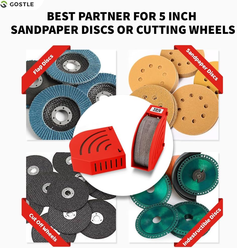 5 Inch Professional Sanding Discs Storage Bins - 8 Bins Set for Efficient Organization, Offset Snap-On Connection, Grit Classification, Space-Saving Design and Versatile Application, Red