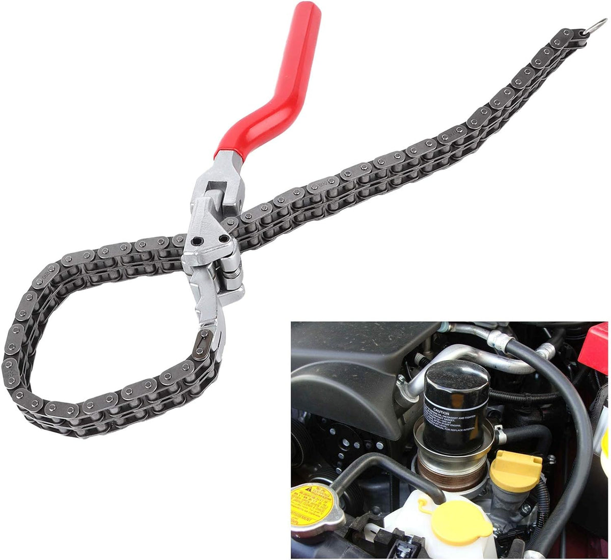 Oil Filter Wrench,Acouto Chain Wrench Spanner 13.8in Long Handle Adjustable Oil Filter Spanner,Auto Car Repairing Tool Removal Hand Tool Self Adjusting