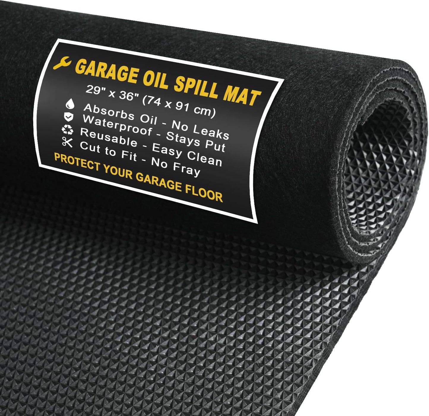 Golener Oil Spill Mat - Garage Floor Mat, Absorbent Oil Pad, Premium Maintenance Mat, Waterproof, Contain Liquid, Protect Garage Surface from Spill & Stain, Reusable, Washable, Durable, Black, 29”x36”