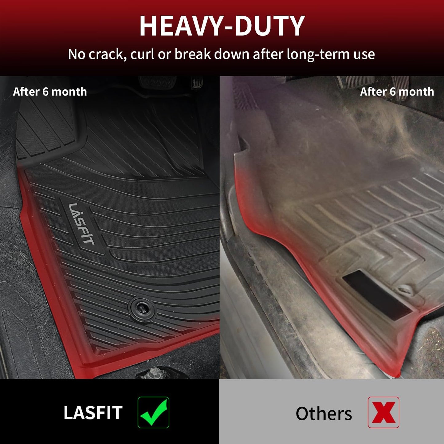 LASFIT Floor Mats for Toyota Tacoma 2016-2023 All Weather TPE Custom Floor Liner for Tacoma Car Mats Front 1 Row Mats, Black