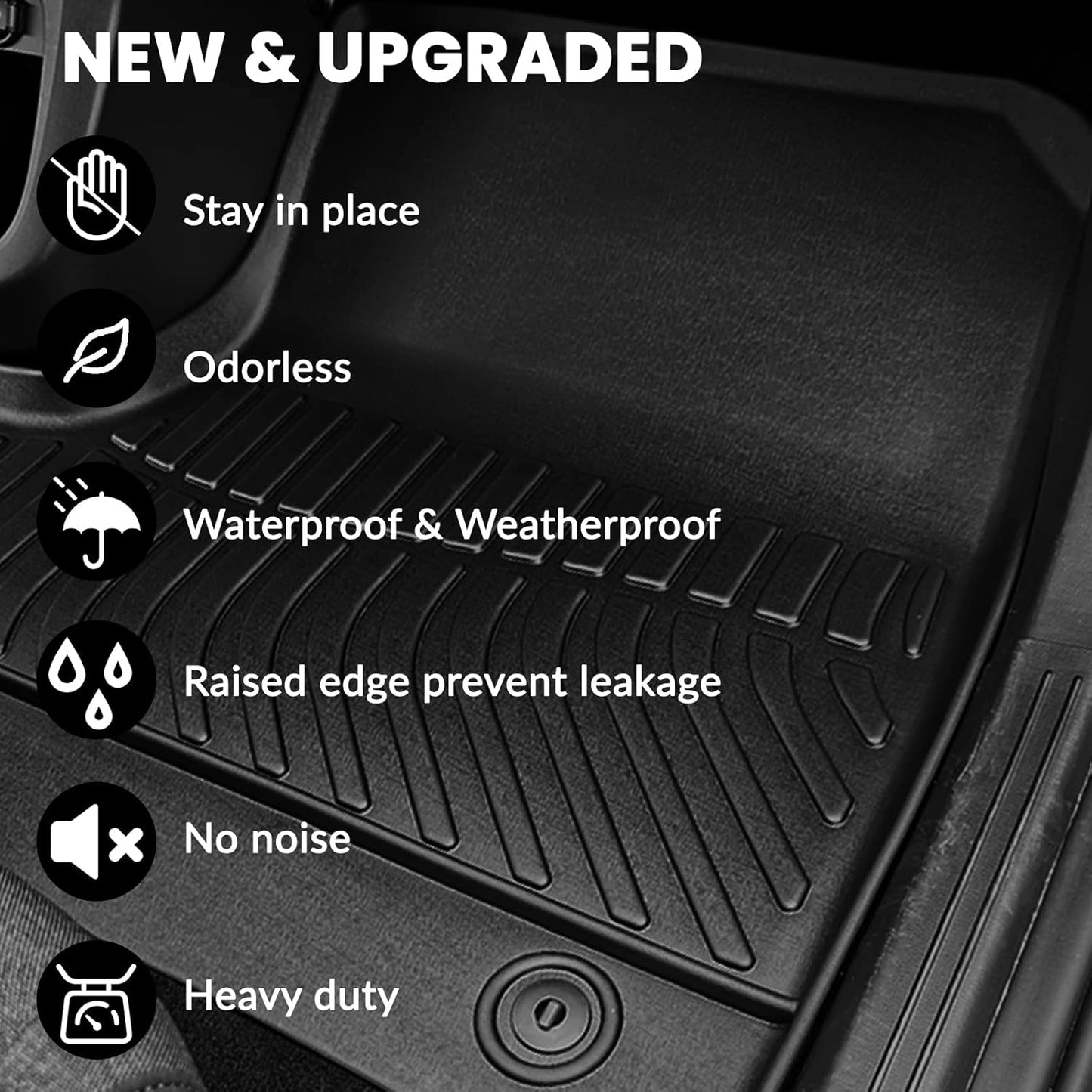 Auxko All Weather Floor Mats Upper Cargo Mat with Backrest Mat & Door Sill Protector for 2023-2026 Honda CRV TPE Liners Accessories Guard Odorless Anti-Slip Floor Trunk Liner with Back Seat Protectors