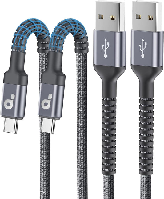 USB C Cable 10FT, 2Pack Long USB A to USB C Charger Cables, iPhone USBC Cable 3A Fast Charging Upgraded Extra Durable Braided USBC Cord Compatible with iPhone 16 15 Pro Max/Samsung Galaxy S23 and More
