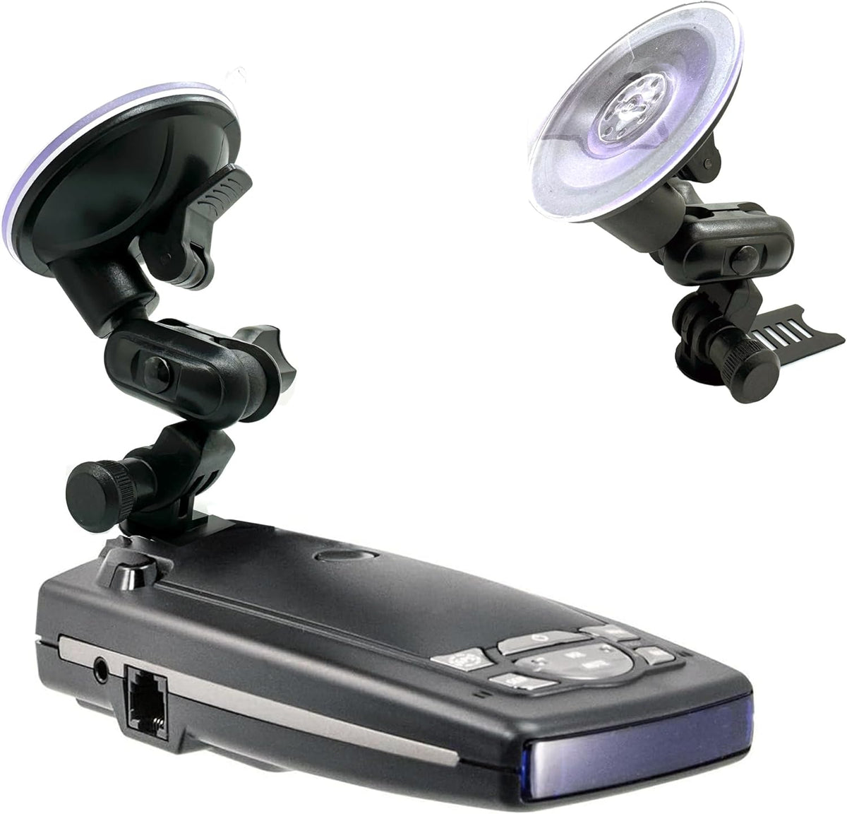 Ehnanced Dual Ball Joint Adjust Suction Cup Bracket Compatible for Escort Passport 9500ix, 9500i, 8500, 8500 X50, X70, X80, Solo S2, S3, S75G, STi and Beltronics RX-65 Radar Detector, Black