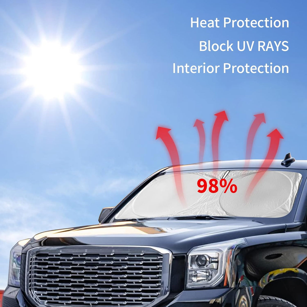 Windshield Sun Shades Sunshade fit for Ford F150 2021-2024 2025 2026 Front Window Shield Sun Visor Protector for Ford F150 F-150 Lariat King Ranch Platinum XL XLT Limited Raptor Truck Car Accessories