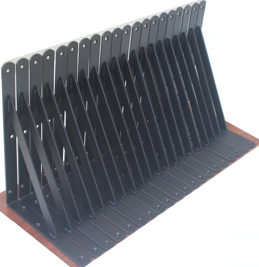 20 Pack L11 x H 8" Black Heavy Duty Shelf Brackets with Screws Metal Shelf Brackets Shelf Support Angle Brackets for Shelves L Brackets Heavy Duty Floating Shelf