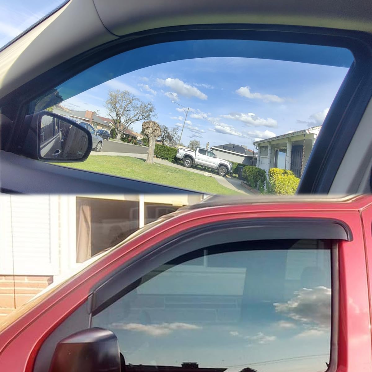 4pcs Shatterproof Outside Mount Style Sun Rain Guards Side Window Wind Deflectors Vent Window Visors for 06 Lincoln Zephyr 07-12 Lincoln MKZ 06-12 Fusion 06-11 Mercury Milan 94550