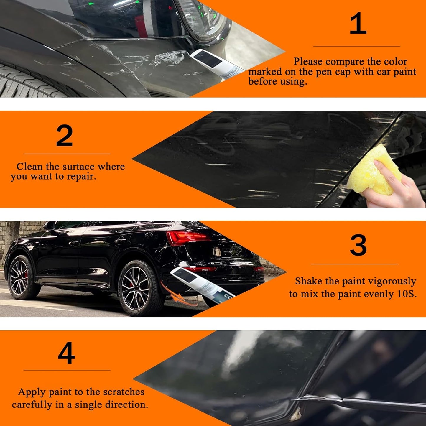 Glacier White Metallic(LS9R/2Y) Touch Up Paint Compatible with Audi, Car Paint Pen Scratch Repair Two-In-One Touch Up Paint, Premium Car Scratch Remover for Deep Scratches