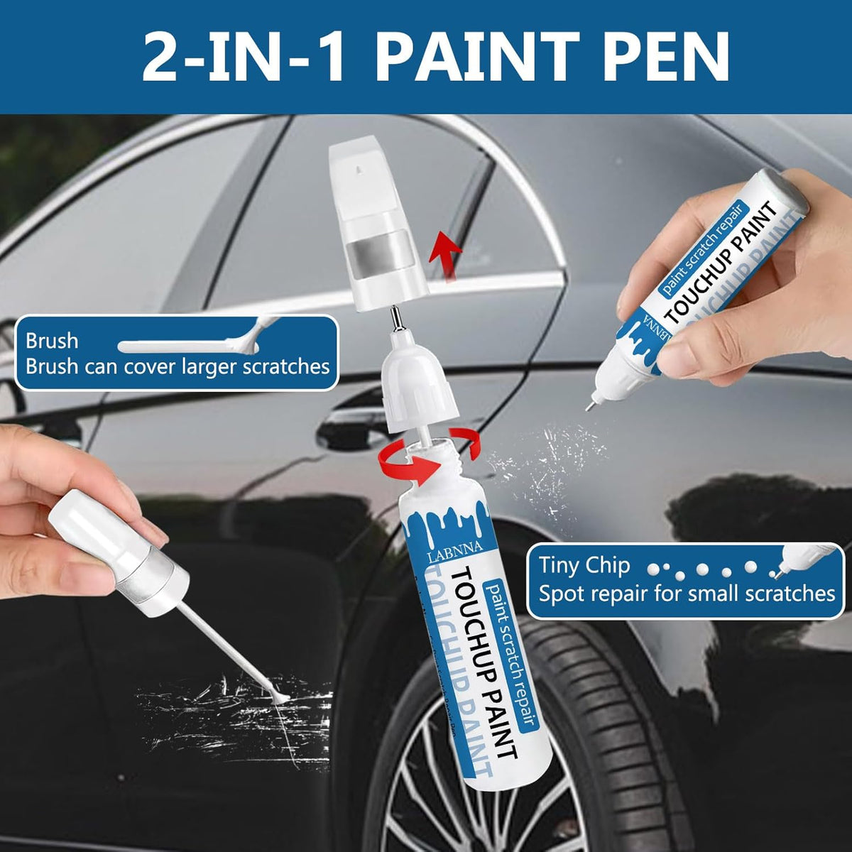 Crystal White Pearl(K1X) Touch Up Paint for Subaru-Exact Match 2 in 1 touchup Paint Pen for Chips and Nicks Repair Car Paint Scratch Repair Kit