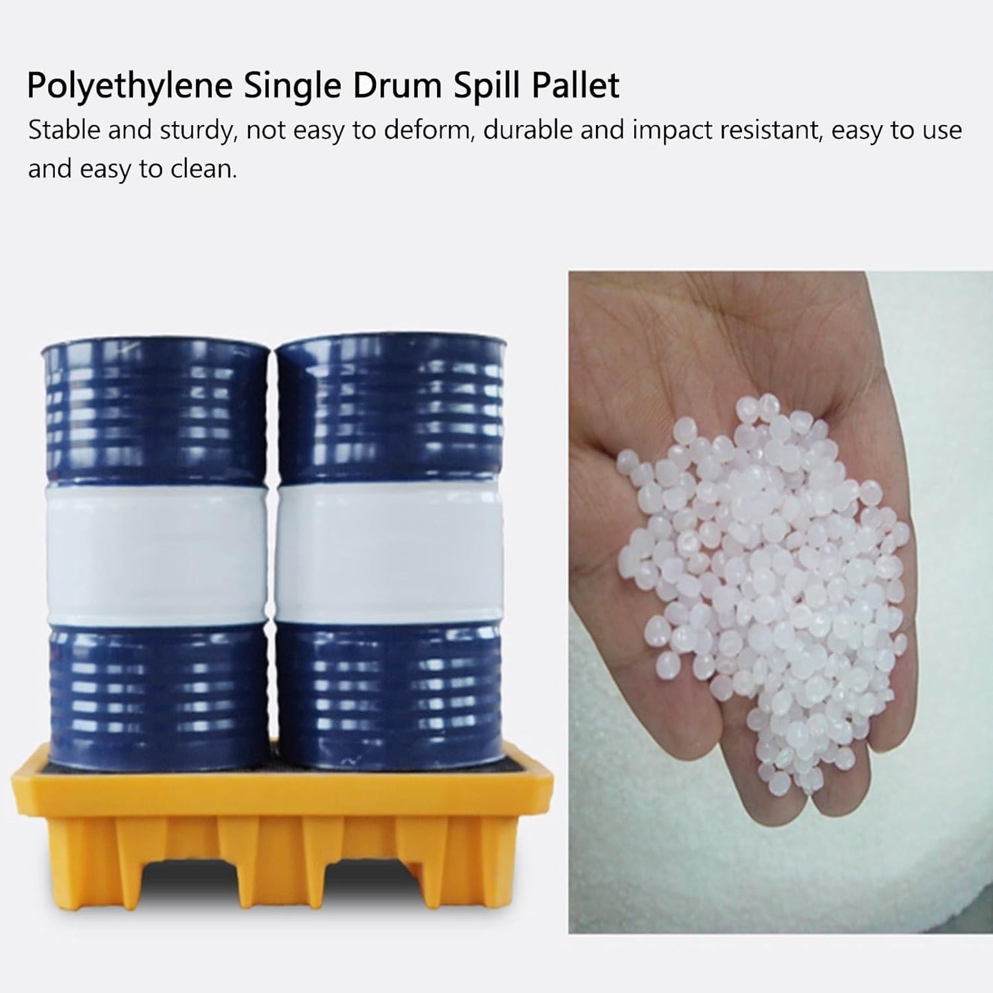2 Drum Containment Spill Pallet, Polyethylene Low Profile Paint Bucket Tray, Industrial Garage Storage Detachable Shipping Leakproof Platform (Color : Yellow-1 Pack, Size : 51.2"x26.8"x3.9"