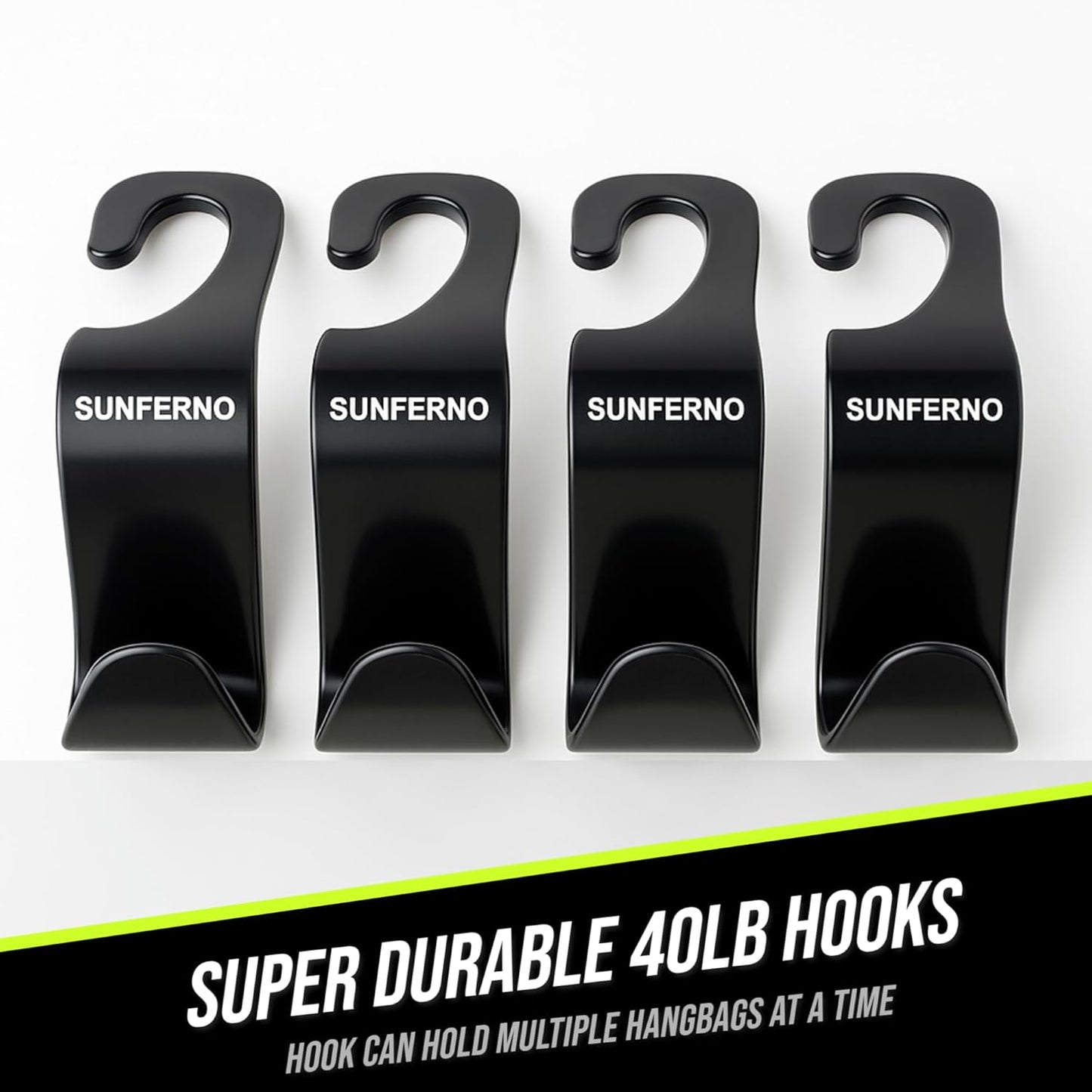 Car Hooks – Durable Headrest Hooks for Car | Car Purse Hook Holds Bags, Groceries & Essentials | Purse Hooks for Car That Don't Slip | Must-Have Car Hanging Accessories – 4-Pack, Easy Install