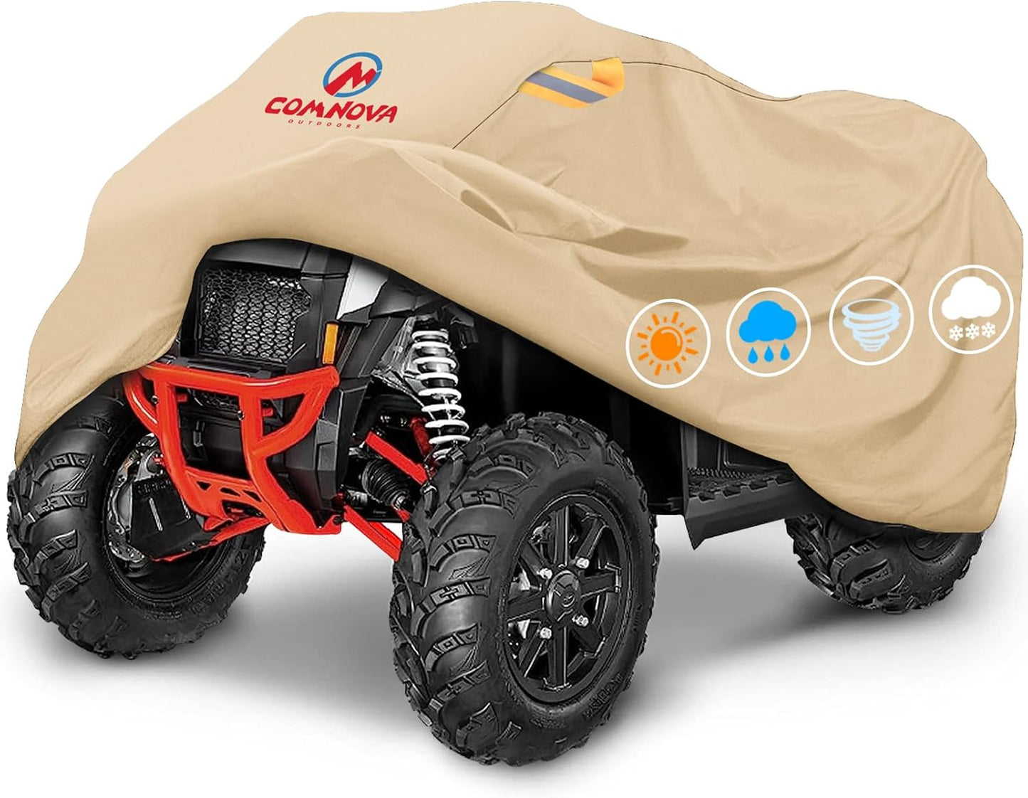 Comnova ATV Cover for 4 Wheelers - 88 Inch ATV Covers 600D Waterproof Heavy Duty, Outdoor Four Wheeler Quad Cover All Weather Large for Polaris, Kawasaki, Arctic Cat, Honda, Yamaha and More