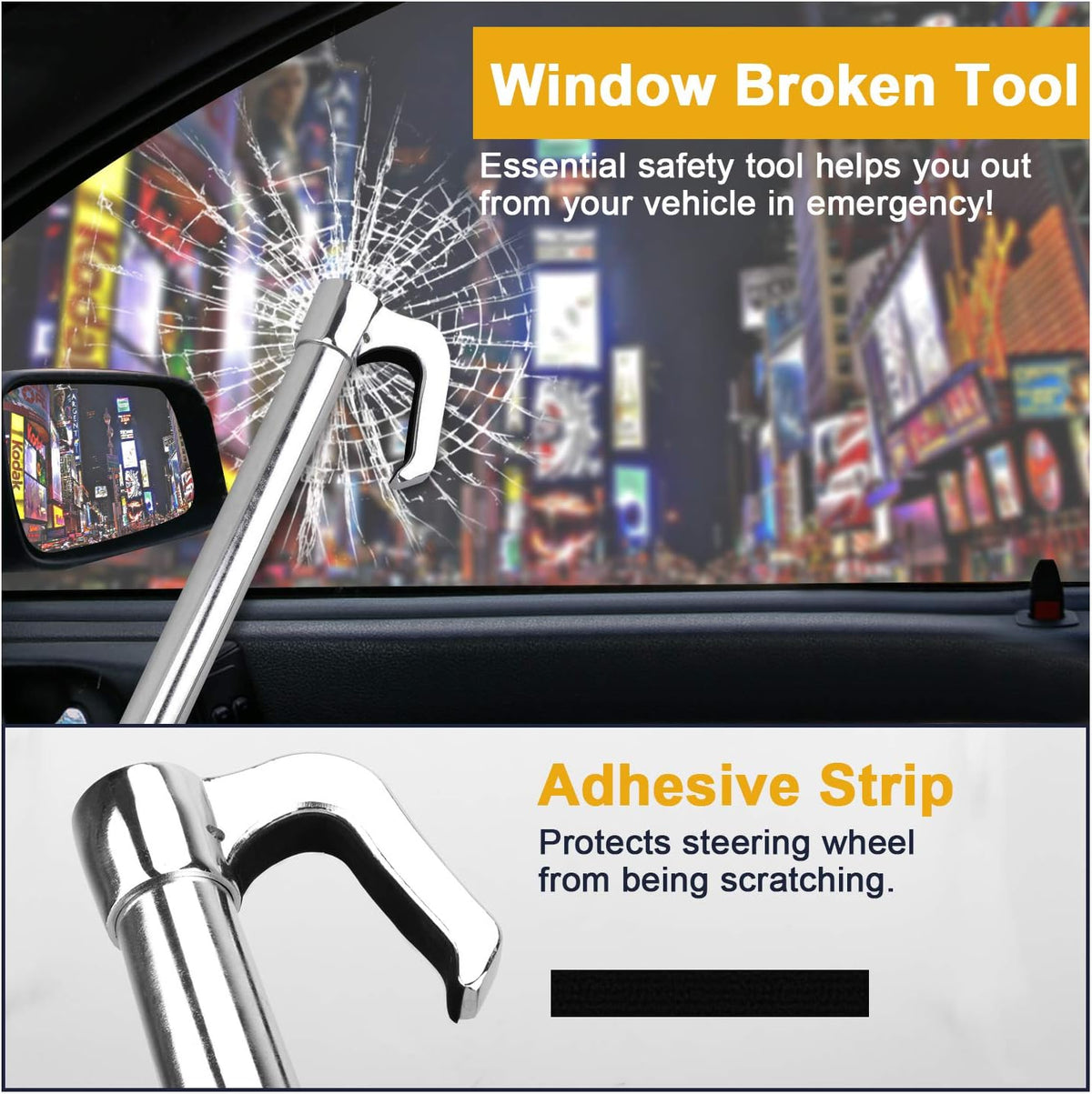 Tevlaphee Universal Steering Wheel Brake Lock Anti-Theft Retractable Double Hook Extended Car Lock Clutch Pedal for Car Truck SUV Van Security with 3 Keys(Extended)