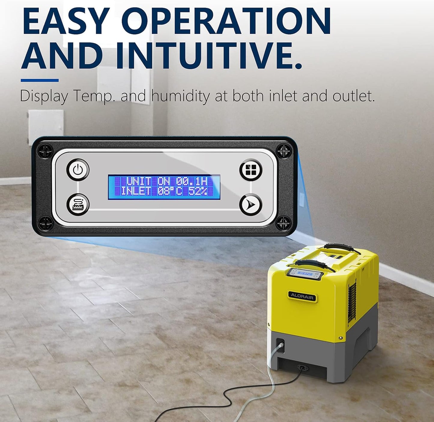 ALORAIR 180PPD Commercial Dehumidifier for Crawl Space & Basement, Wi-Fi APP Controls with Pump, Capacity up to 85 PPD at AHAM Condition, for Large Space, Job Sites, Yellow