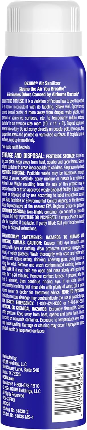 Ozium 3.5 Oz. Air Sanitizer & Odor Eliminator for Homes, Cars, Offices and More, Vanilla Scent, 4 Pack