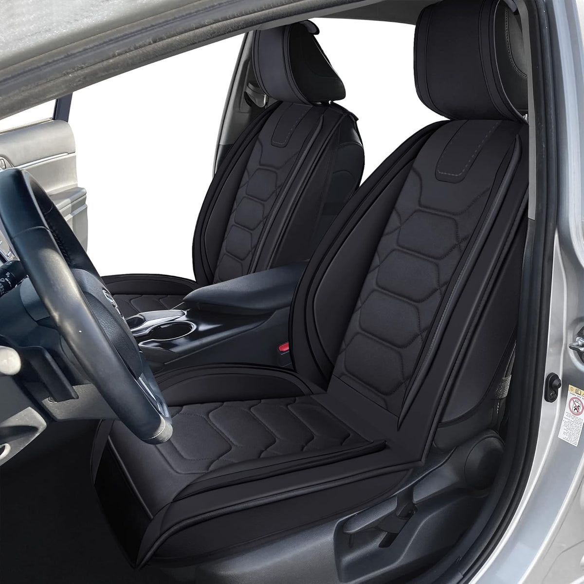 OASIS AUTO Custom Fit Seat Covers for 2012-2025 Toyota Camry, Waterproof Faux Leather Seat Protector Cushion Camry Car Accessories (Full Set, Black)