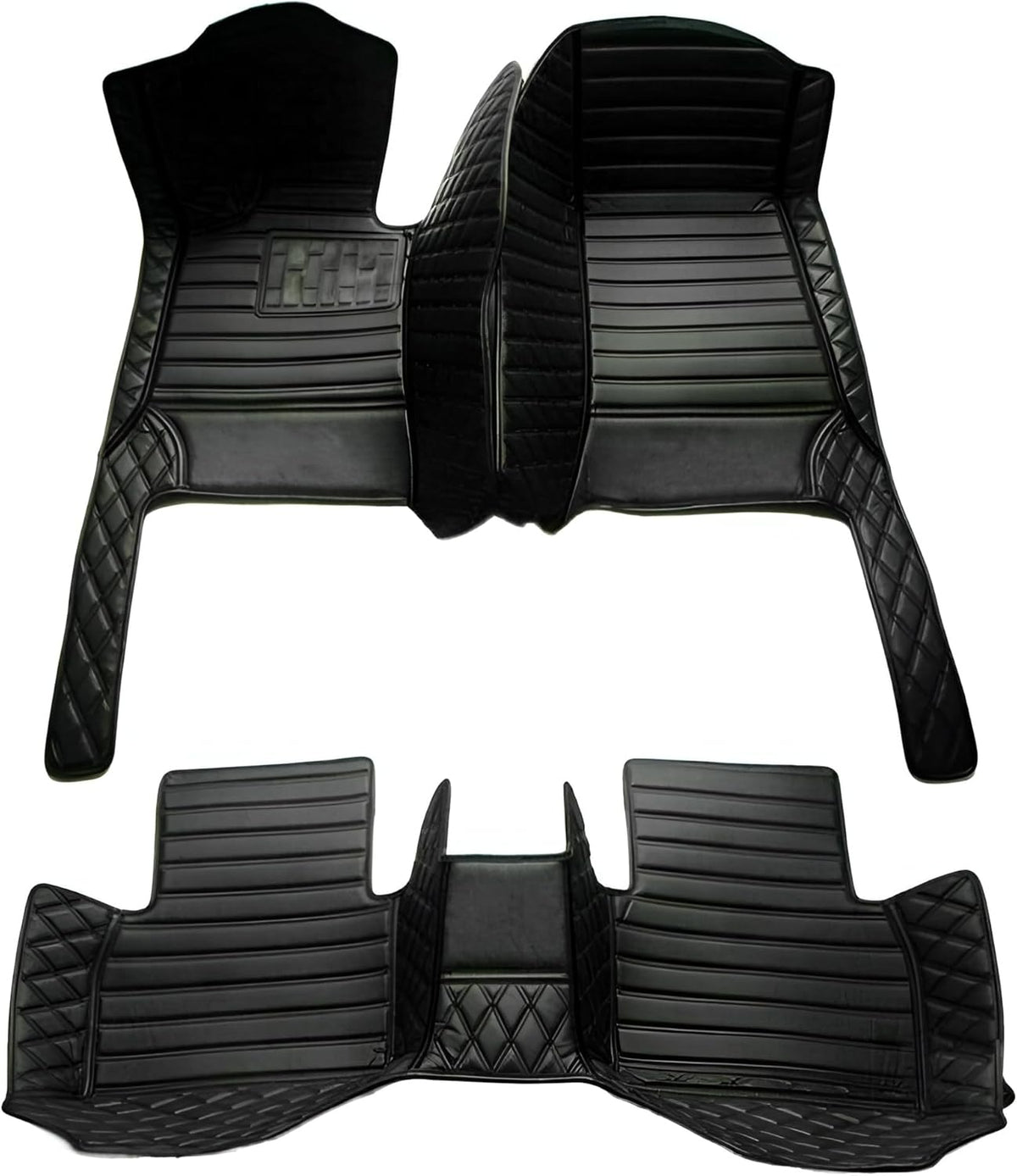 Add Personal Touch to Your Vehicle with IMEISH Customizable Logo Text Car Mats for 99% of vehiclesPads Protection Non-Slip Leather Floor Liners (Black Green Stripe)