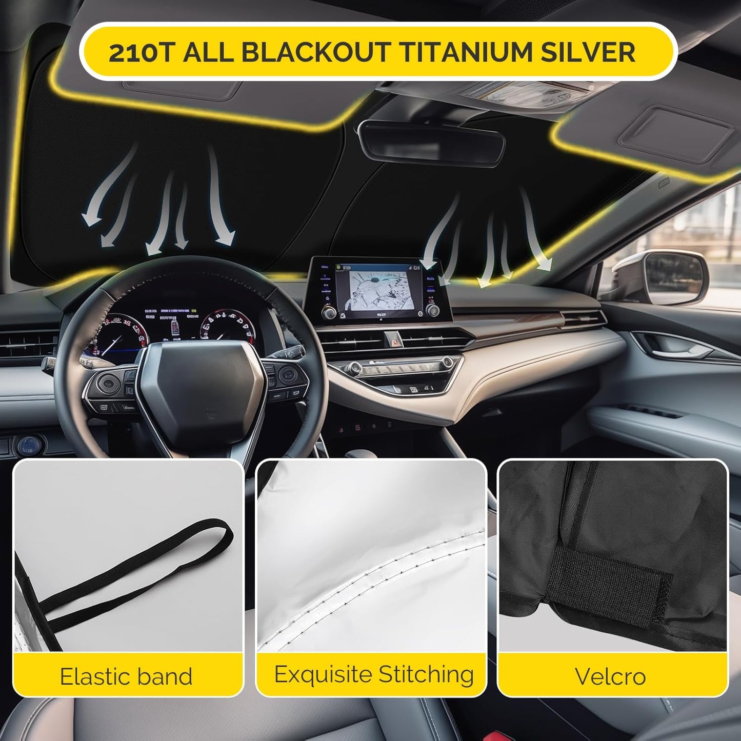 Car Windshield Sun Shade Compatible with 2012 2013 2014 2015 2016 2017 Toyota Camry Accessories Foldable Front Window Sunshade Custom Windshield Cover Sun Visor