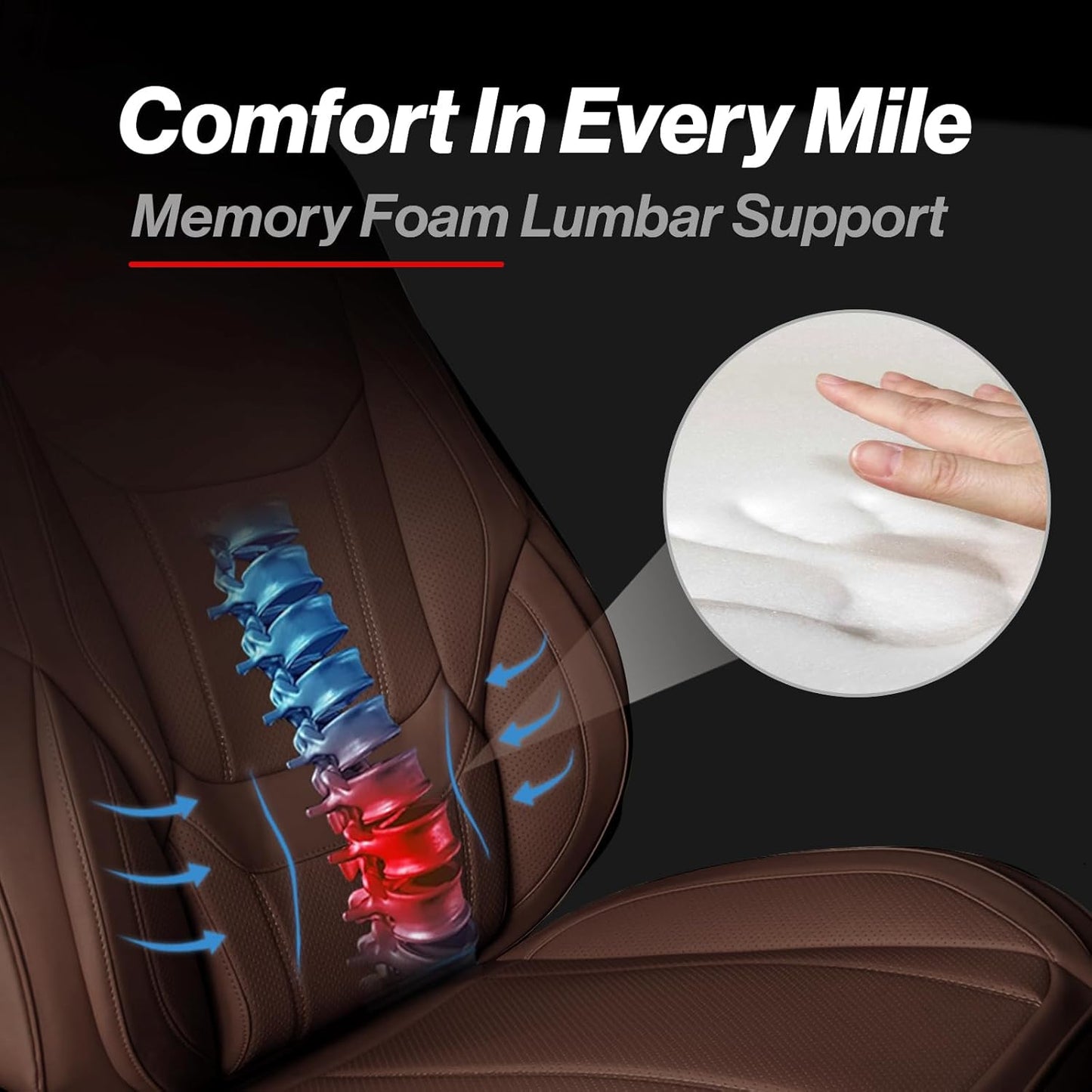 Coverland Custom Car Seat Covers Compatible with Frontier Crew Cab, King Cab - Premium Leather Non-Slip Memory Foam Waterproof Custom Interior Protector Full Set-Dark Brown [See Size Chart-Size X137]